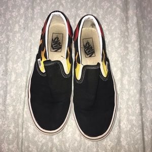 flame slip on vans